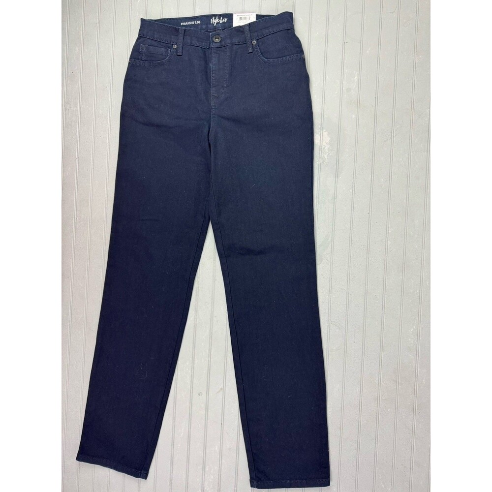 Style&Co Size 5 Juniors Womens Jeans Deep Blue Straight Stretch Mid Rise